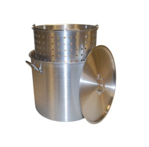 Large Stock Pot 100 quart qt and Steamer Basket and Lid for Catering Party Rentals and Corporate Special Events Hires