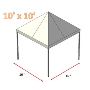 Diagram of a 10 x 10 feet frame tent with dimensions