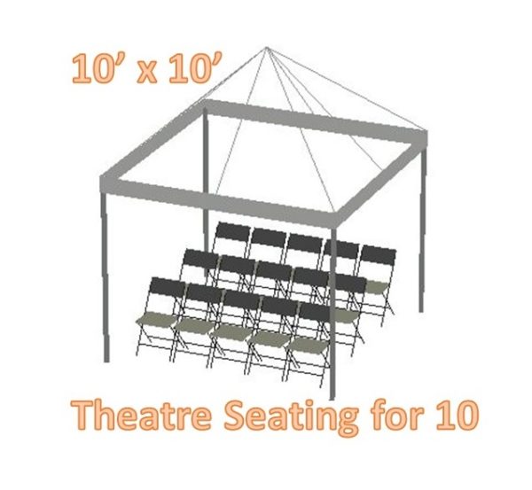 Diagram of a 10x10 feet Frame tent with theatre seating