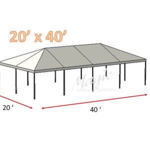 3D Diagram of a 20'x40' Frame Tent for Party Rentals