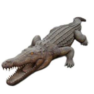 Photo a life-size alligator crocodile statue prop