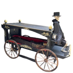 HEARSE HAUNTED CARRIAGE & SKELETON MAGIC SPECIAL EVENTS HALLOWEEN