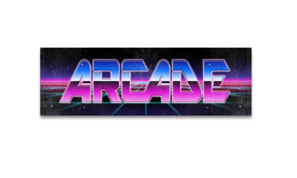 Arcade Sign 1970s 1980s Neon style for party rentals