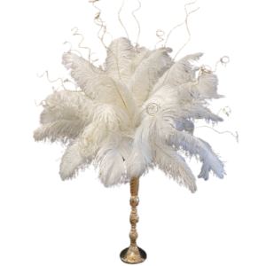 Art Deco Feather Centerpiece Gold and White