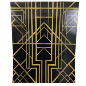 Art Deco Panel Black and Gold Upward Arrow