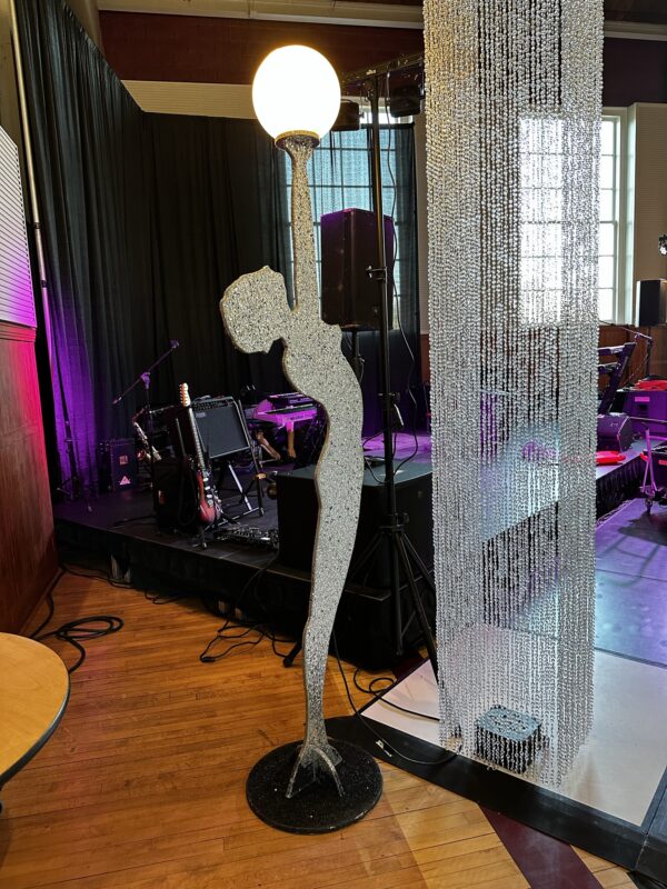 Art Deco Silver Glitter Lady Silhouette With Lights 8 Feet Magic Special Events