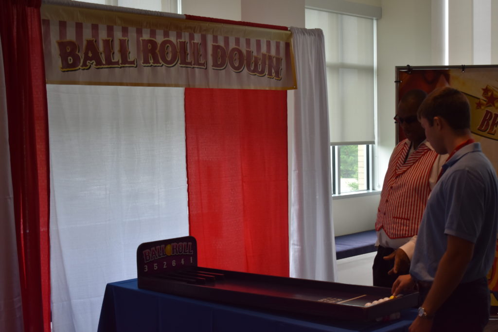 BALL ROLL DOWN OVER UNDER CARNIVAL GAME