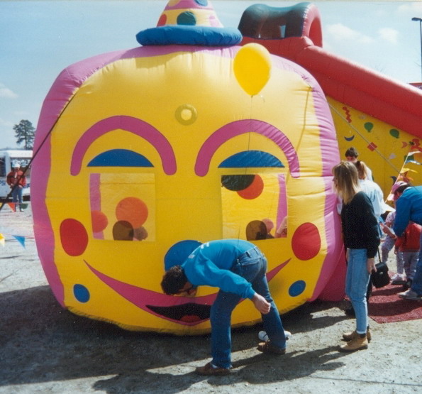 Inflatable Kiddie Amusement Ride Shaped like a giant clown head