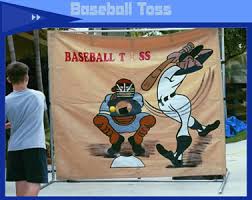 Baseball Carnival Game with game player throwing a ball