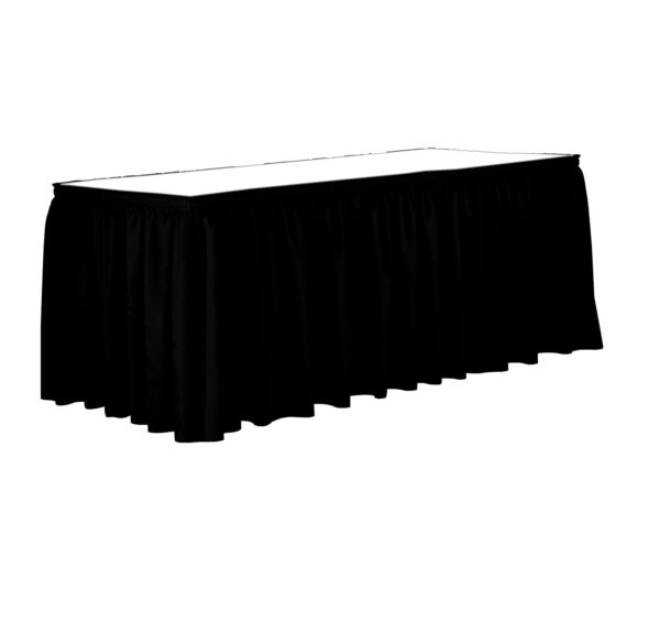 Black Linen Shirred Table Skirting for Party Rentals