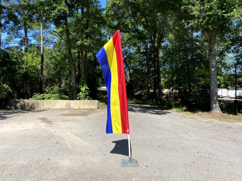 FESTIVAL VERTICAL FLAG 3×8 ft BLUE YELLOW RED STRIPED