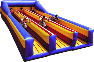 Inflatable Game that contestants run with a bungee cord attached to them
