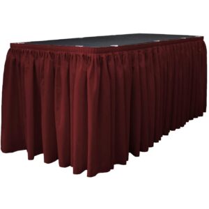 Burgundy Red Linen Shirred Table Skirting for Party Rentals