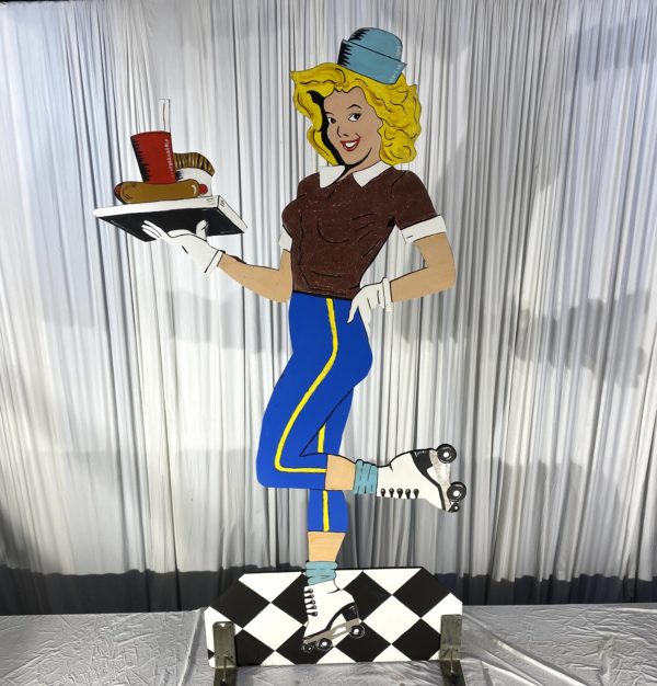 Drive-In Car Hop Waitress Prop for 1950s Theme Party Rentals and Corporate Special Events Hires