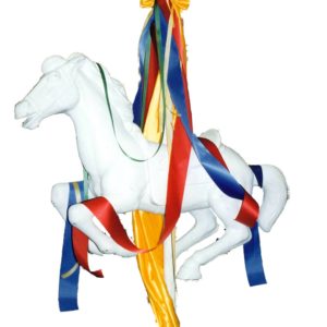 White Carousel Horse for Derby, Carnival, Circus Centerpieces or Displays for Party Rentals and Special events