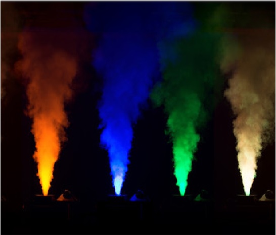 Fogger Machine that produces a vertical geyser of fog illuminated by lights