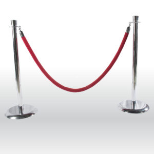 Chrome Stanchion Post and Velvet Velour Rope for crowd control or red carpet party rentals or corporate events