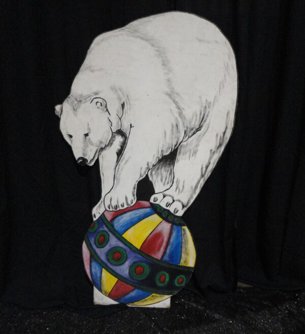 Circus Performing Polar Bear Balancing on a Ball Prop