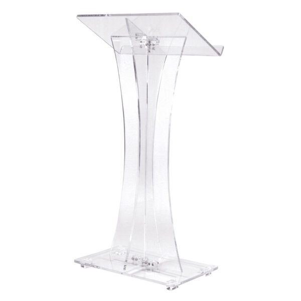 Clear Acrylic Contemporary Podium Lectern for Party Rentals and Corporate Events