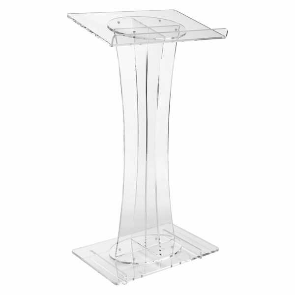 Clear Acrylic Contemporary Podium Lectern for Party Rentals and Corporate Events