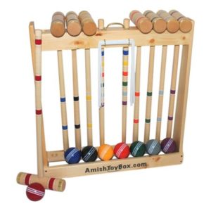 Deluxe Vintage Wood Croquet Set for yard games party rentals and corporate events