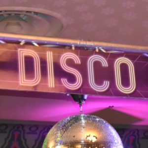 Disco Sign 1970's for Decades Party Rentals and Corporate Theme Parties