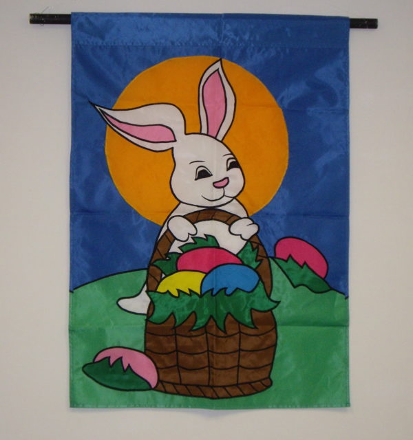 Easter Bunny With Eggs in Basket Flag Decoration