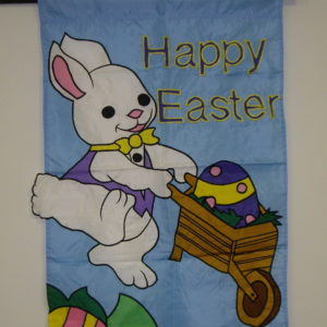 Easter Bunny With Egg in WheelBarrow Flag Decoration