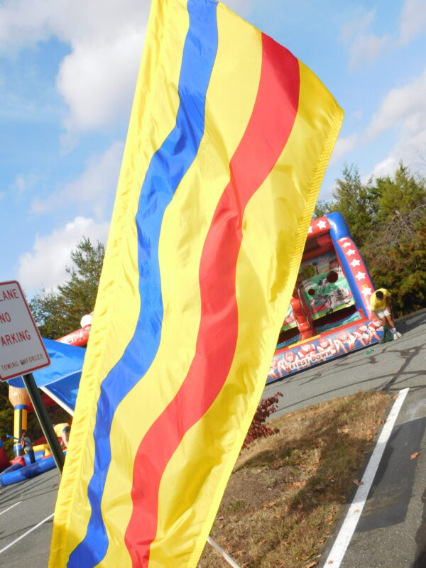 Festival Flag Vertical Yellow With Blue Pink Stripes Magic Special Events