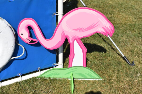 Cut out of a pink flamingo prop