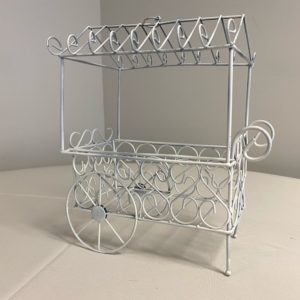 Mini White Wire Flower Cart for Centerpiece Designs