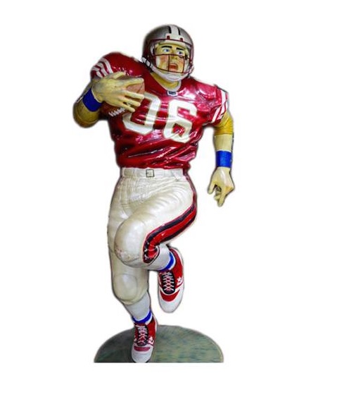 Photo of a life size statue prop of a football player