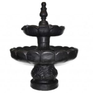 Garden Water Fountain Prop 2 Tier Black Wrought Iron Appearance 48 inches for Party Rentals