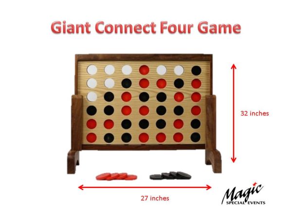 Photo showing giant connect four game with dimensions