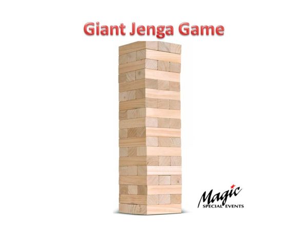 Photo of giant Jenga came which consists of 54 wooden blocks