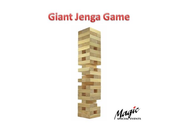 Photo of giant Jenga came which consists of 54 wooden blocks