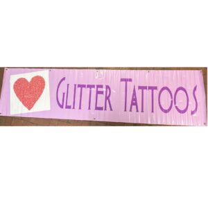 Glitter Tattoos Pink Banner Sign