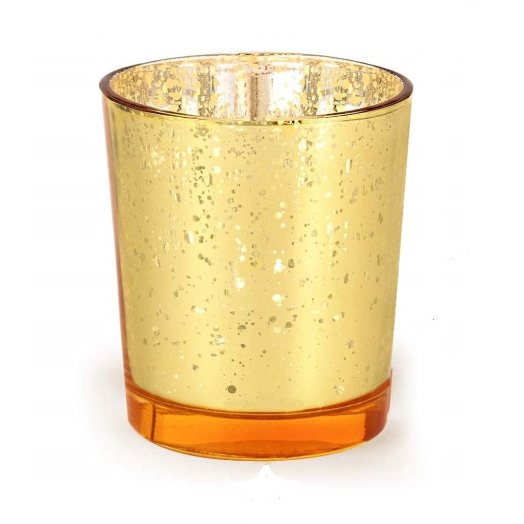 VOTIVE TEALIGHT CANDLE HOLDER MERCURY GLASS GOLD Magic Special Events