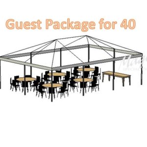 Diagram showing a tent package for 40 guests
