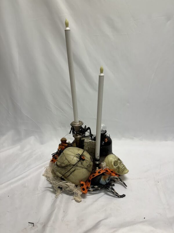 Halloween Centerpiece Long Candles Skull