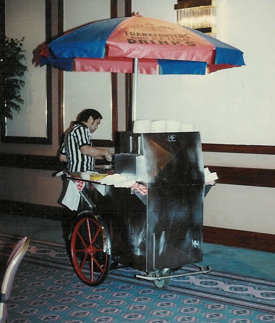 Hot Dog Vending Cart with Umbrella for Food Service Party Rentals and Special Events