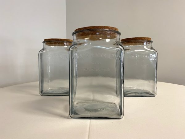 SQUARE GLASS JAR WITH CORK LID