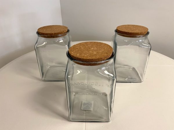 Square Glass Jar with Cork Lid for Candy Display Party Rentals and Corporate Special Events Hires