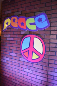 Iconic graffiti and Retro sayings and symbols of the 1960s and 1970s