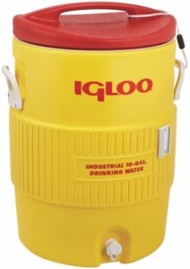 10 gallon yellow and red beverage or drink insulated cooler