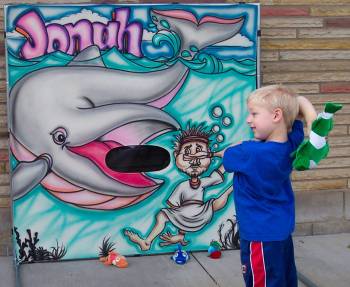 Carnival Frame Game with a Biblical Jonah and the Whale Theme