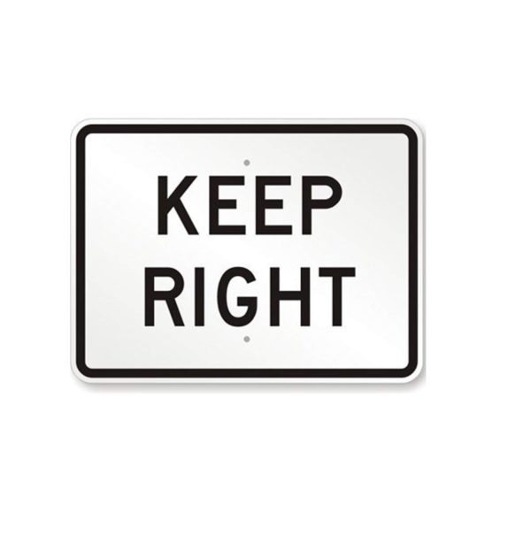 KEEP RIGHT Traffic Sign rectangular white with black print