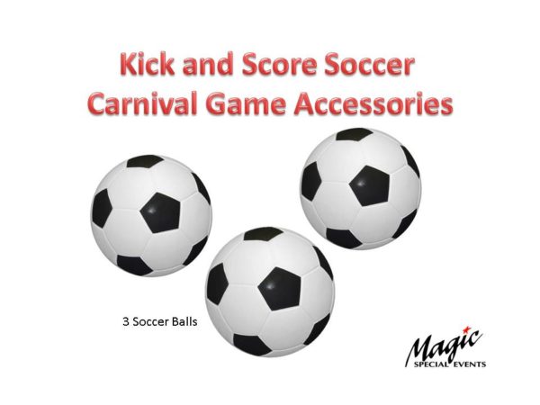 Three black and white soccer balls for carnival game