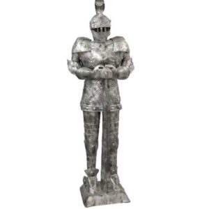 Photo of a silver knight in suit of armor prop