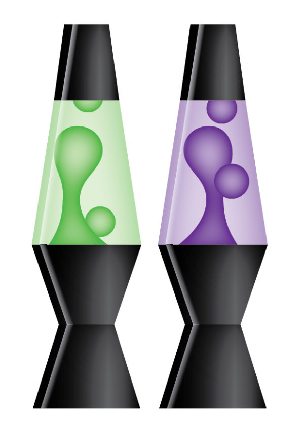 Two Lava Lamp CutOut Purple and Green 6 feet for Decades 60s 70s Party Rentals and Corporate Special Events